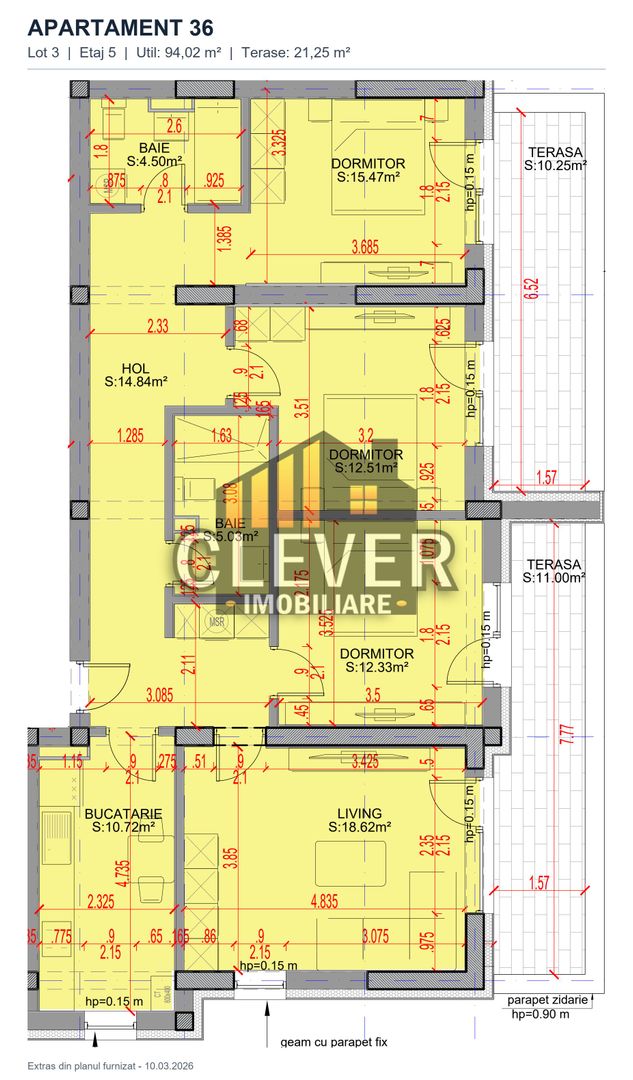 Apartament 4 Camere | 115,27 mp Total, 2 Terase | Comision 0% - Schiță 17
