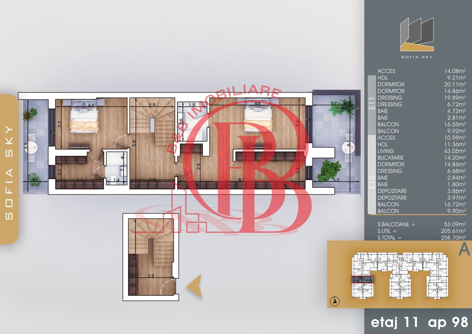 Apartament 4 camere Vedere Panoramica Mutare Rapida - Schiță 4