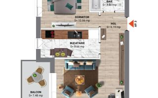 Apartament 2 camere de vânzare în nordul capitalei, lângă pădure - Schiță 14