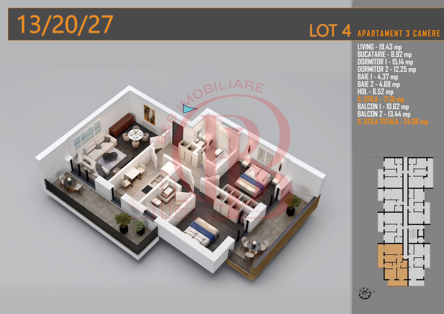 Apartament 3 camere Titan Th. Pallady-Sector 3-Metrou Teclu - Schiță 10