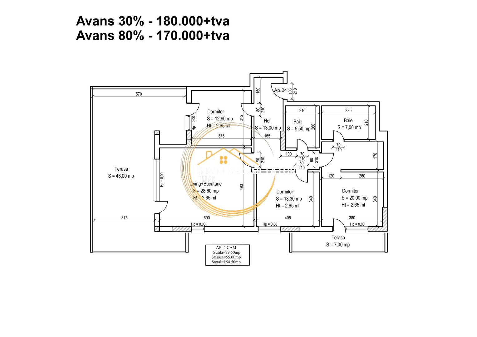 Penthouse Zona verde 1 Decembrie Titan Ansamblu premium Metrou STB - Schiță 2