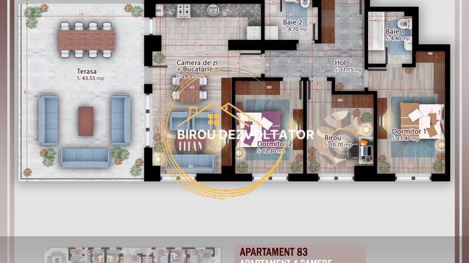 Penthouse 12 minute de metrou Vedere superba Terasa mare Proiect TOP - Schiță 8
