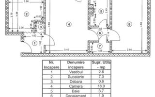 Apartament 2 camere etaj 3 Bulevardul-Saturn-Astra-52mp -centrala - Schiță 8