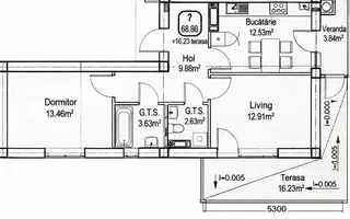 Vânzare, apartament, 2 camere, strada Durlești, Dumbrava - Schiță 15