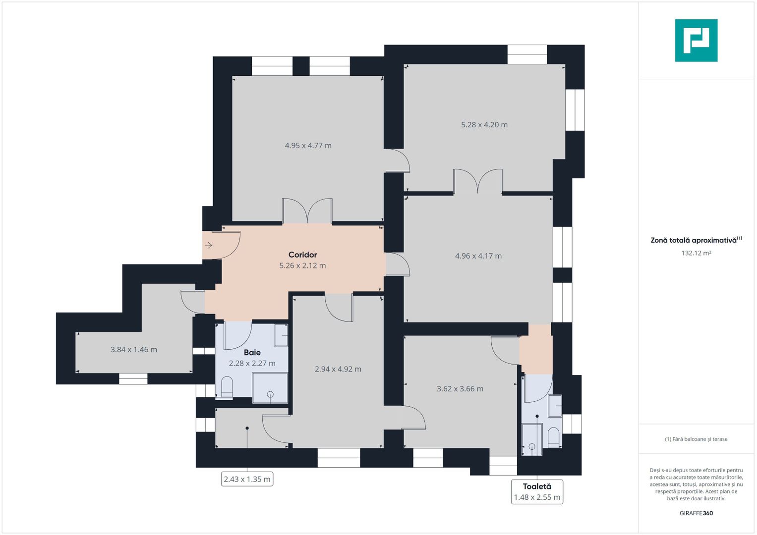 Apartament central 4 camere, foarte generos - Poză 6