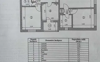 3 Camere Decomandat | 2 Bai | Etaj 4/8 | 75mp totali - Schiță 13