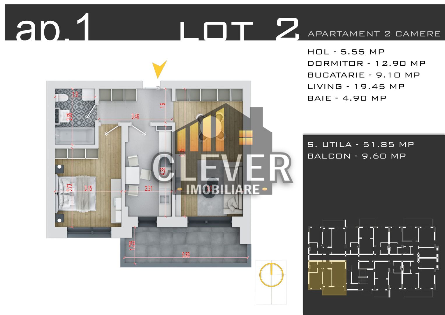 Apartament 2 camere decomandat 61 mp, comision 0, Pallady - Poză 5