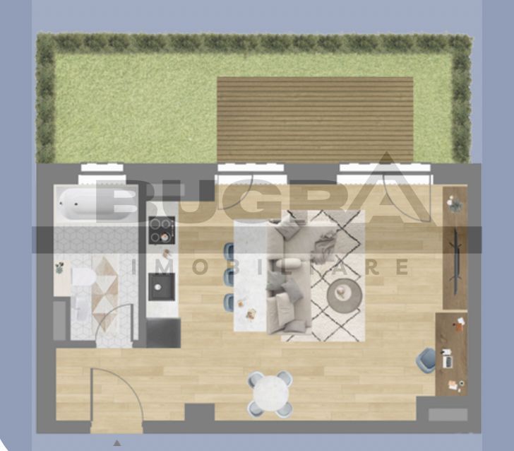 Apartament 1 camera, 39 mp, terasa gazon 23 mp, garaj, zona C. Coposu - Poză 1