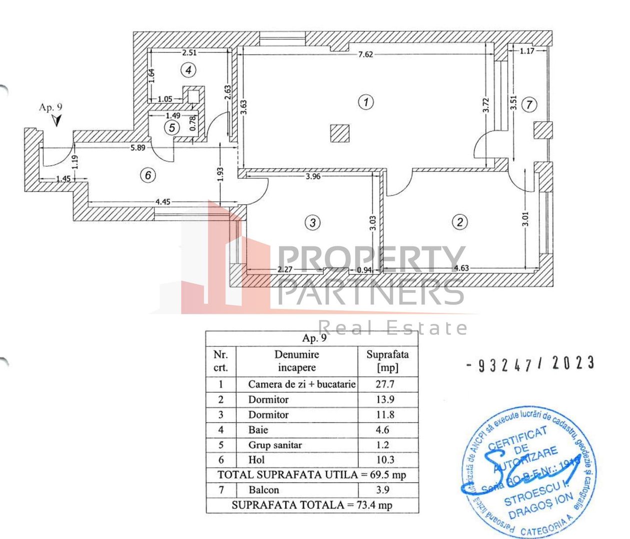 Apartament 3 camere - Matei Voievod 114. Comision 0 - Schiță 12