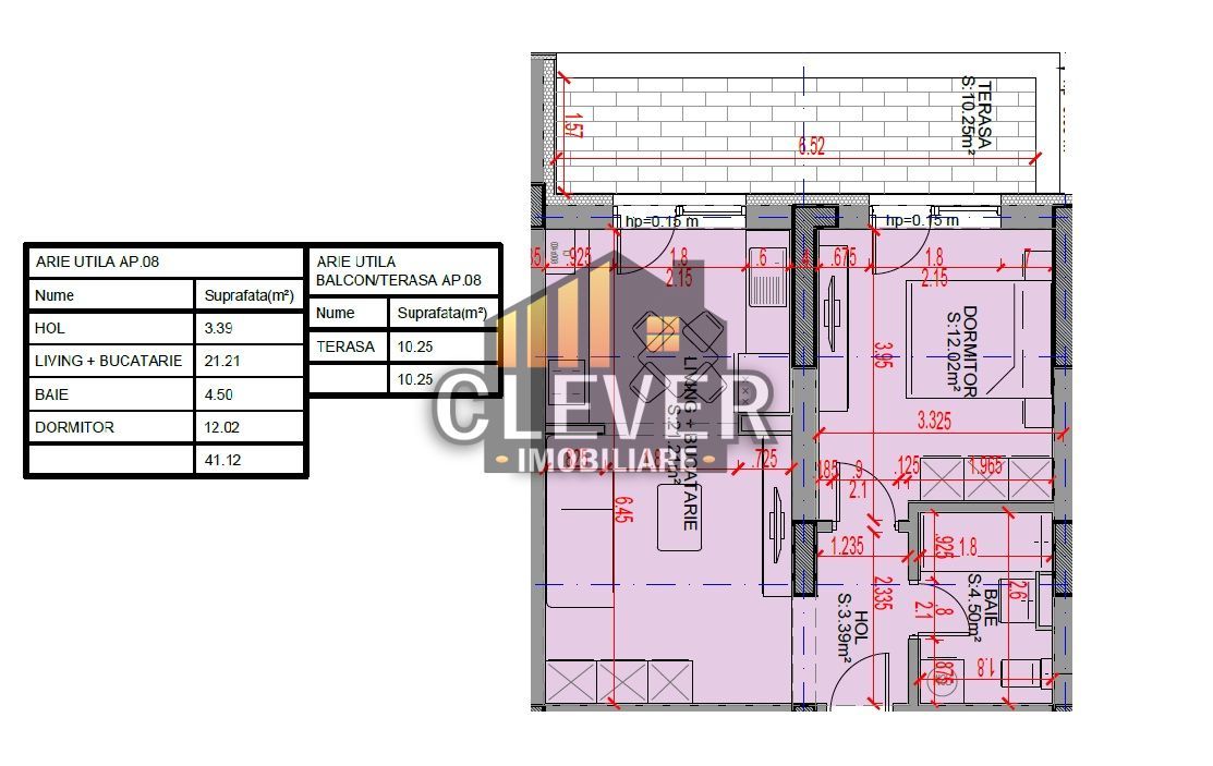2 Camere | 51,37 mp Total | Terasă 10,25 mp | Comision 0% - Schiță 8