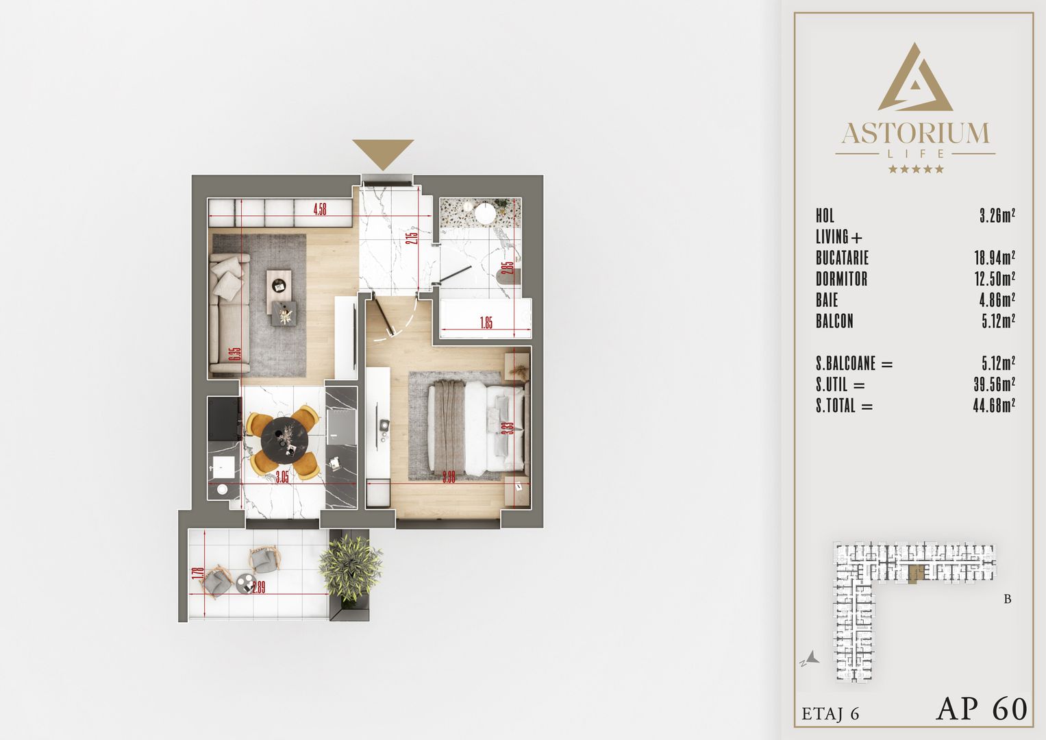 2 camere finisaje de calitate  proiect premium - Schiță 6