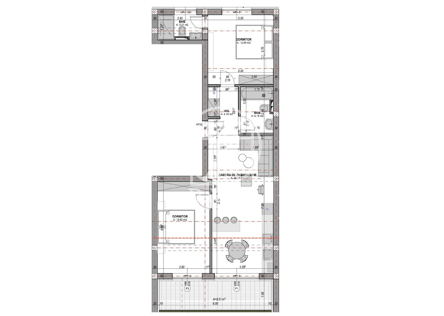 Apartament 3 camere, aer conditionat, finisat la cheie (NCL-COL-ap.22) - Poză 9