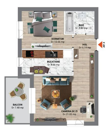 Apartament 2 camere de vanzare - Poză 1