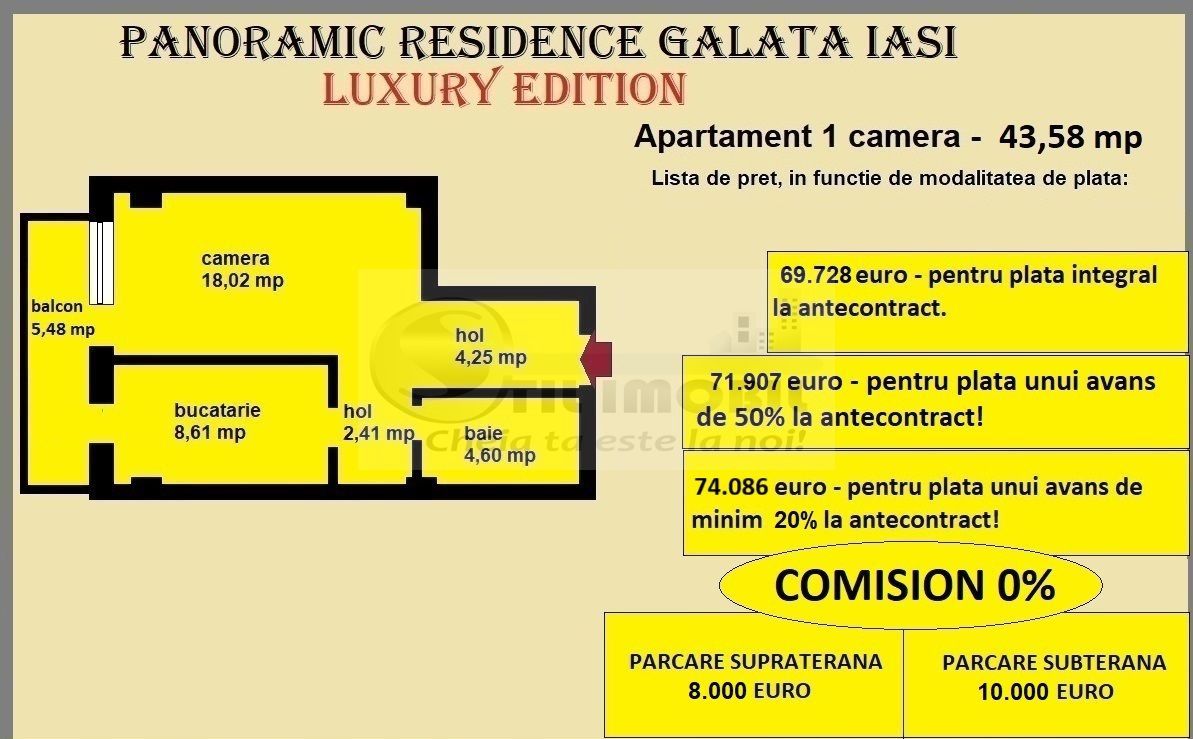 Apartament decomandat de vanzare in Iasi, Galata, 43,58 mp, bloc nou - Poză 2