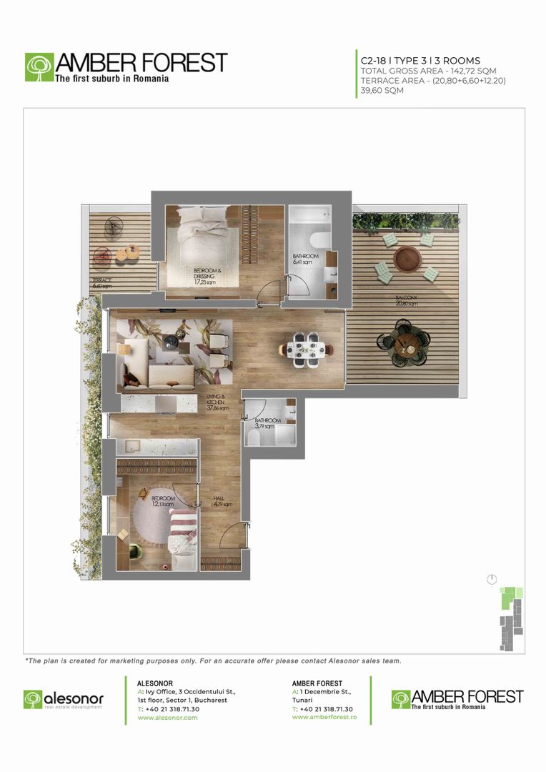 Apartament de 3 camere in Amber Forest - Poză 12