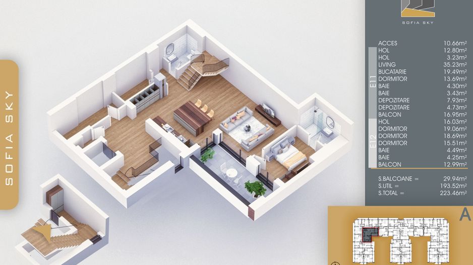 5 camere duplex 190 metri util interior Metrou N Teclu - Schiță 1