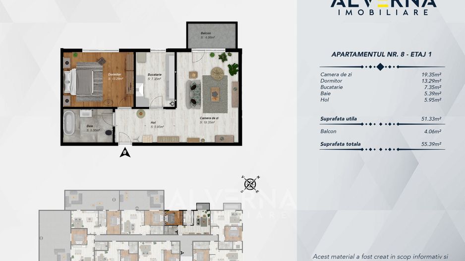 COMISION 0% Apartament 2 camere | 51.33mp + balcon | *parcare | Baciu - Poză 1