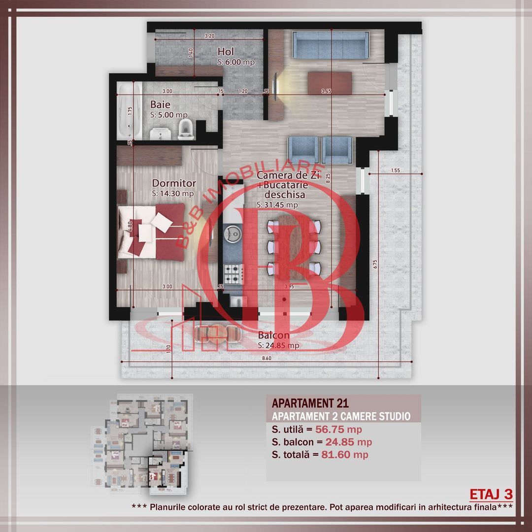 2 camere -proiect nou - Metrou Nicolae Teclu - Schiță 1