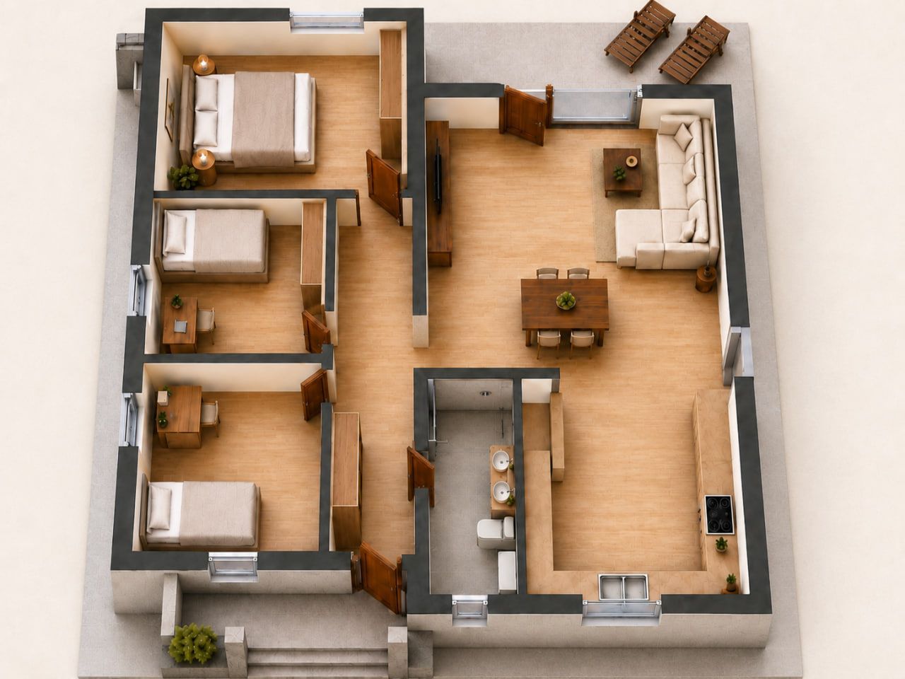 Casă modernă La Sarkis Village | Varianta sură | 153 mp | 6 ari | 187.000 € - Poză 13