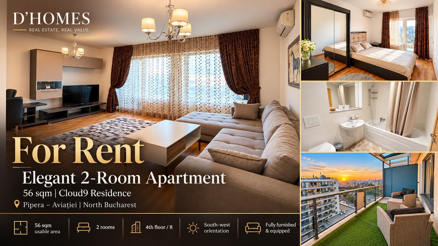 For Rent | Luxury 3-Room Duplex | 98 sqm | Panoramic View - Poză 1