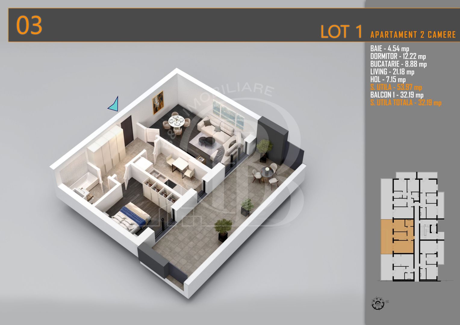 Apartament 2 camere cu terasa-Titan Pallady Metrou Teclu - Schiță 1