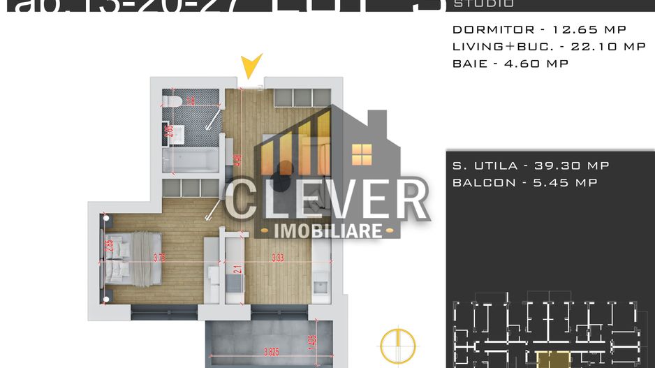 Studio 2 cam - Promotie Parcare - Comision 0%, Pallady - Poză 2