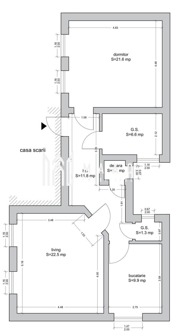 Apartament 2 camere DECOMANDAT 75 MPU Strada Rennes - Schiță 3