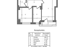 APARTAMENT 2 CAMERE | METROU 1MAI | BLOC NOU - Schiță 11