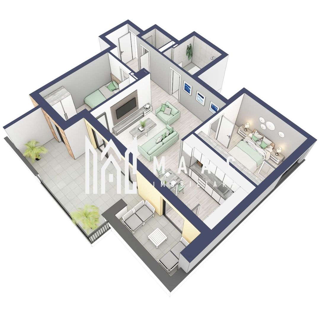 Apartament 3 camere | Balcon 22.2 mp | Etaj 3 | Turnisor - Poză 3