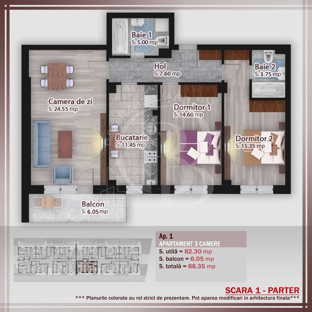 3 camere decomandat-2 bai-Theodor Pallady-Metrou Teclu - Schiță 5