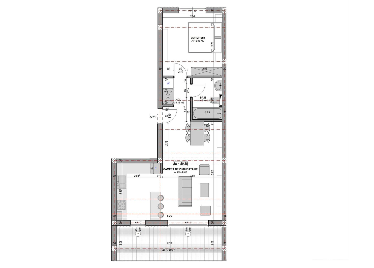 Apartament 2 camere, 51 mp utili cu balcon orientare SUD, la alb - Poză 7