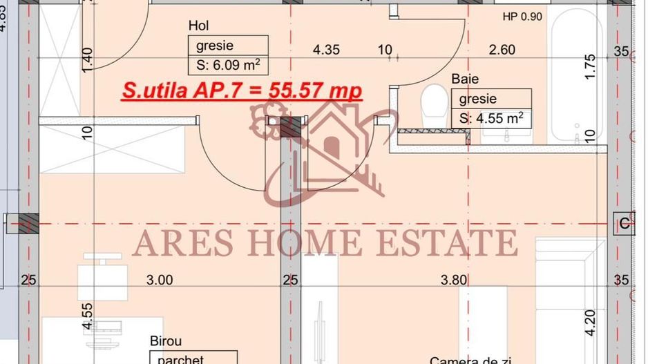 Apartament cu 2 camere și bucatarie mare - (TVA inclus) - Schiță 10