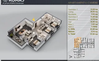 Apartament 4 camere Proiect Premium Independent Energetic - Schiță 12