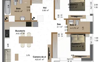 P 4144 - Apartament cu 3 camere în Târgu Mureș, cartierul Tudor - Schiță 12