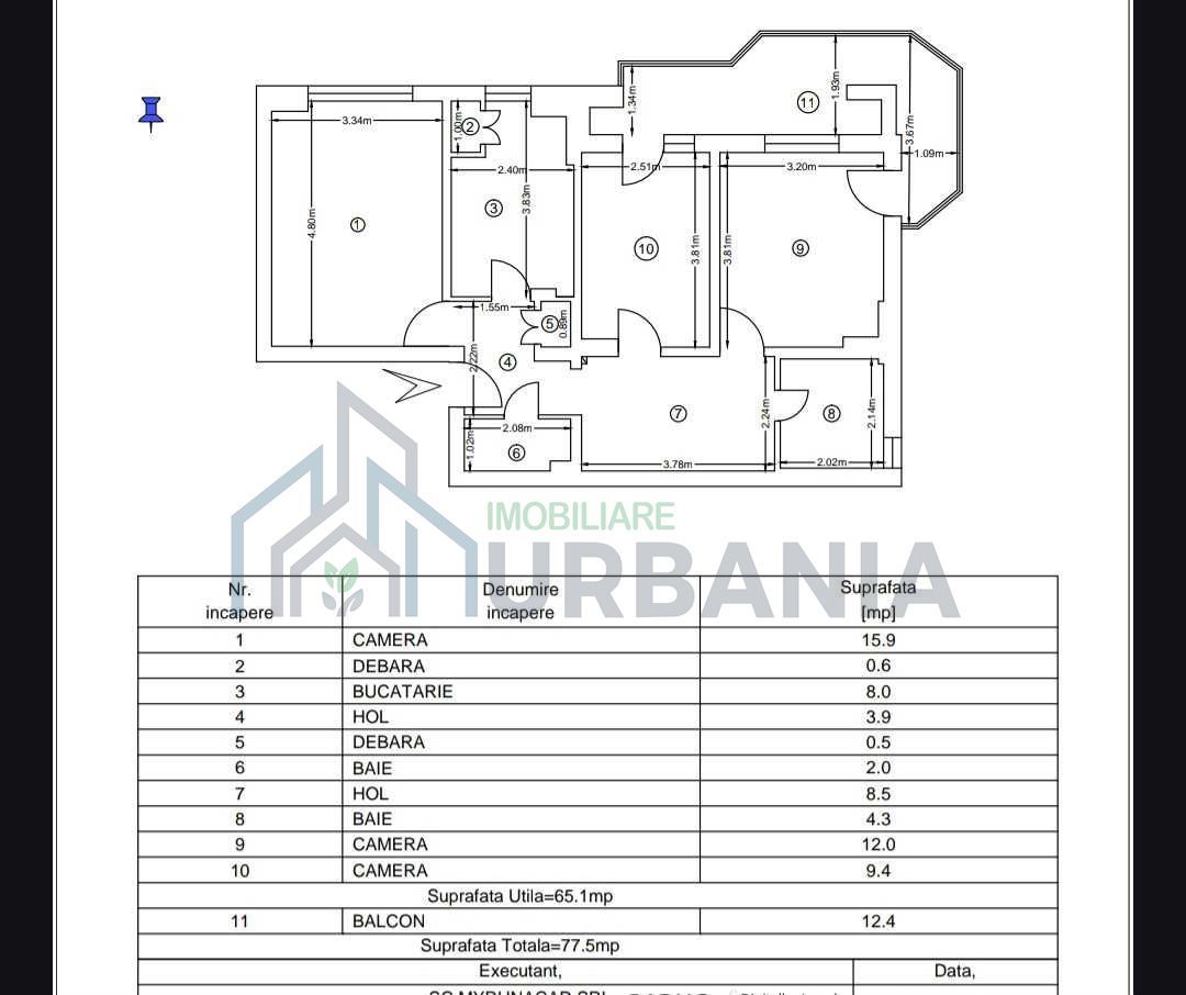 Apartament 3 camere decomandat, etaj 3, zona Poșta Română Păcurari, Iași - Poză 1