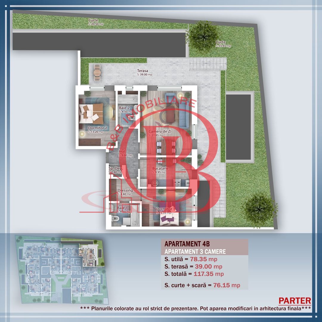 Oferta Lansare 3 camere cu gradina/ terasa incalzire pardoseala - Schiță 11