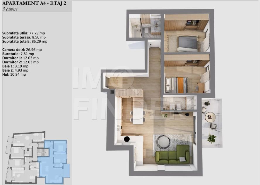 IMOBIL PREMIUM - Apartamente 3 camere , imobil nou , Centru - Poză 2