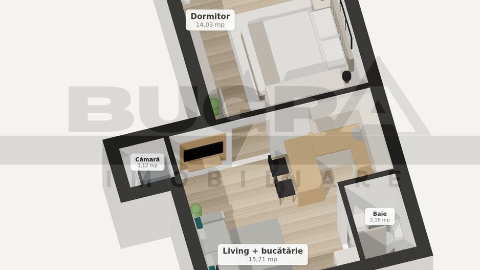 Apartament de 2 camere, 33 mp, zona strazii Bucuresti - Schiță 8