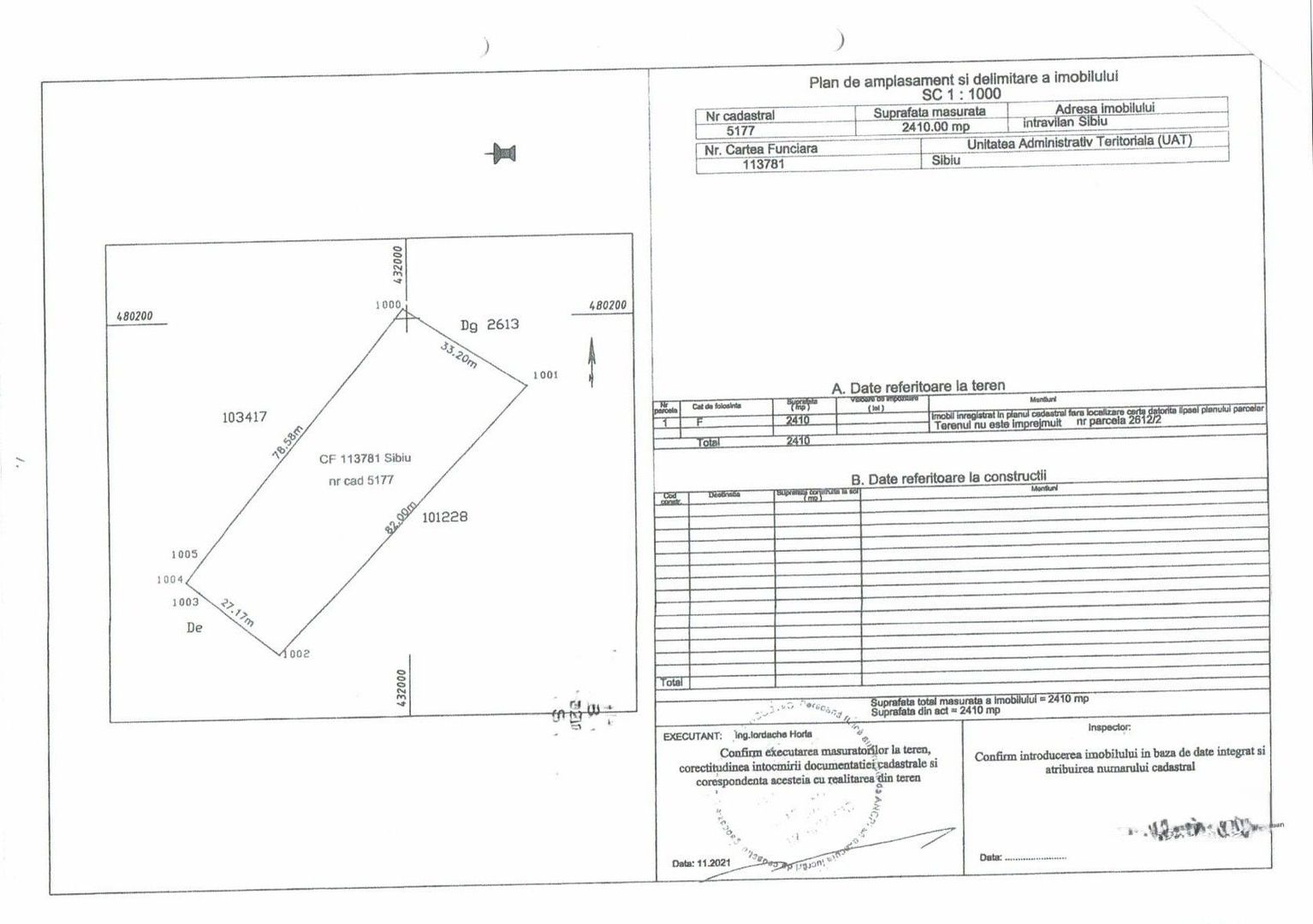 Teren 2410 mp Zona Tineretului- Sibiu- Paraul Rossbach - Schiță 3