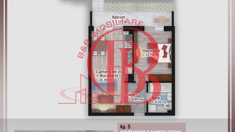 2 camere cu gradina -oferta lansare proiect Pallady - Schiță 1