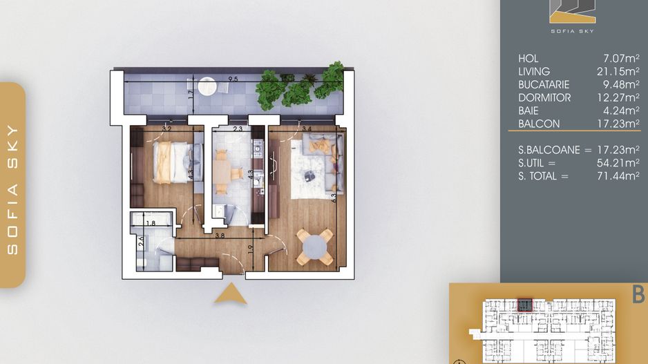 Apartament 2 camere decomandat  Titan Pallady  7 min Metrou Nicolae Teclu - Schiță 1