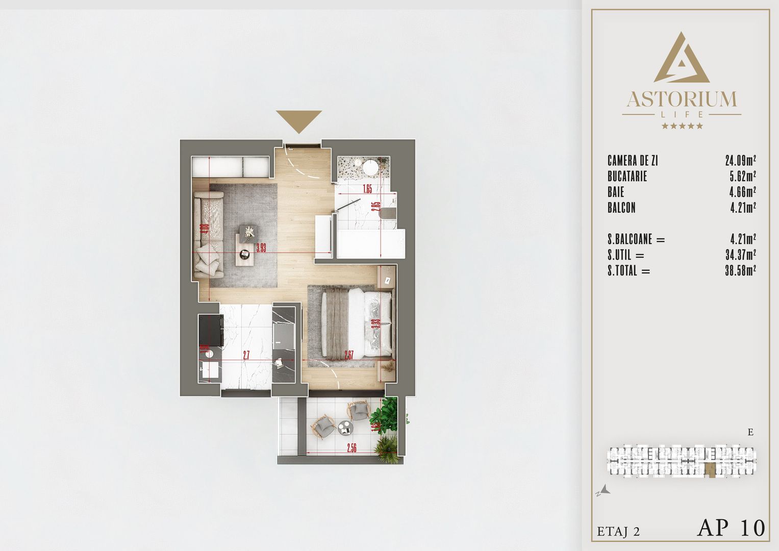 Garsoniera spatioasa proiect premium izolatie fonica - Schiță 1