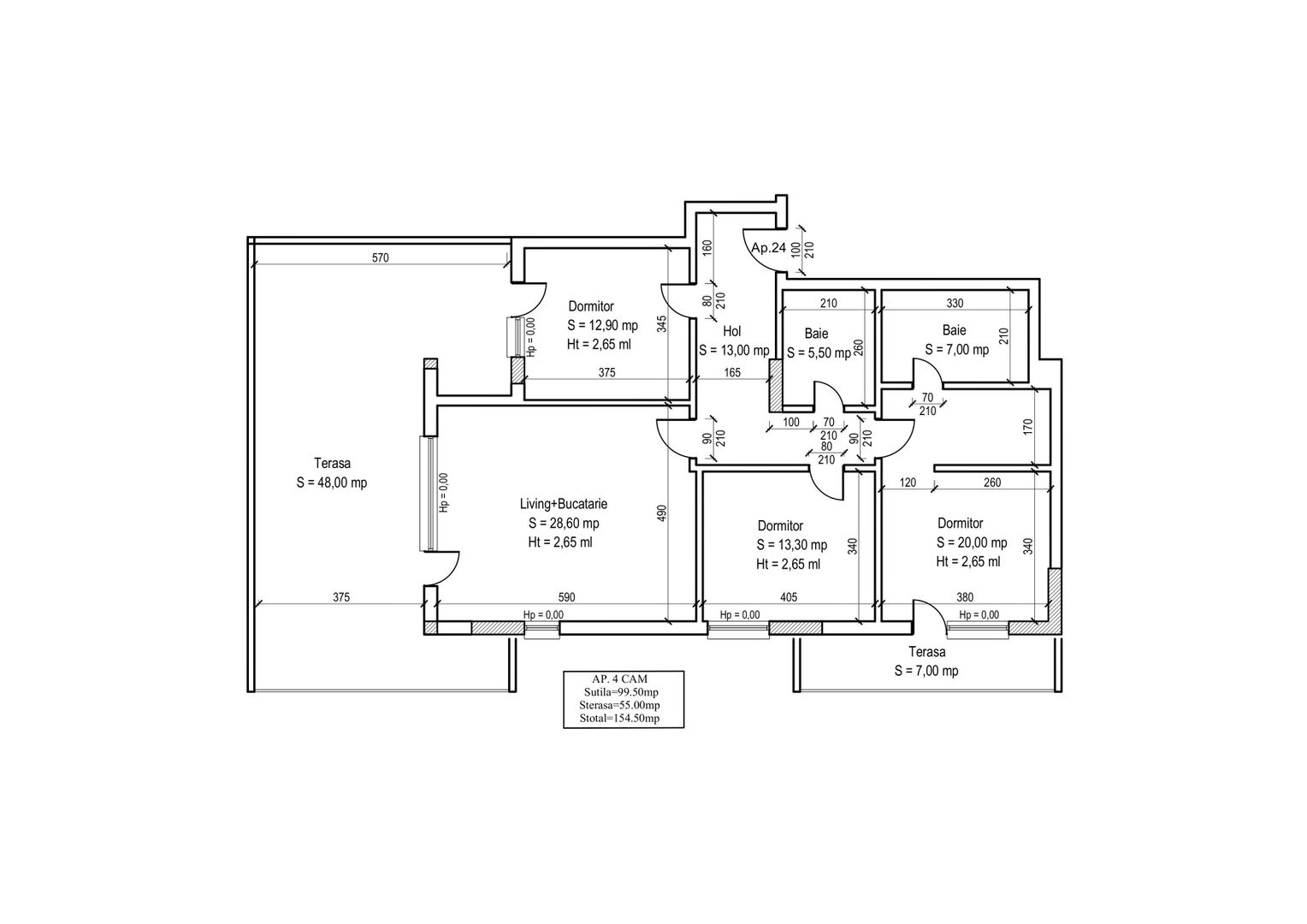 Apartament 4 camere 100 mp interior si terasa 55 mp Titan Pallady Parcul Teilor - Schiță 9