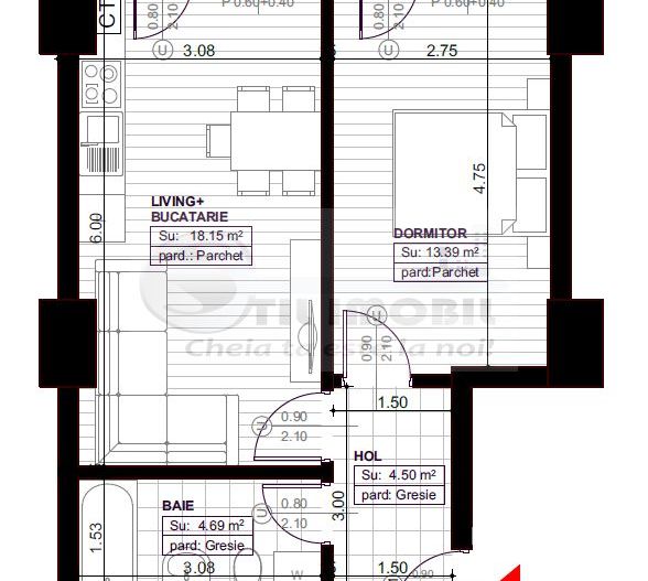 Apartament cu 2 camere INTABULAT in Royal Town - Etaj Intermediar ! - Schiță 7