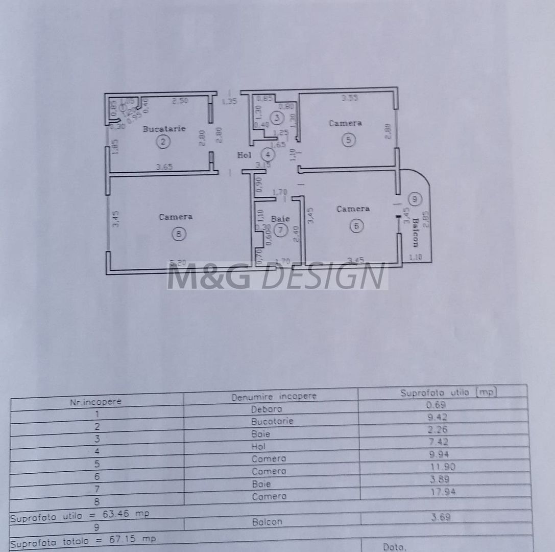 Apartament 3 camere zona  Bucovina - Schiță 14