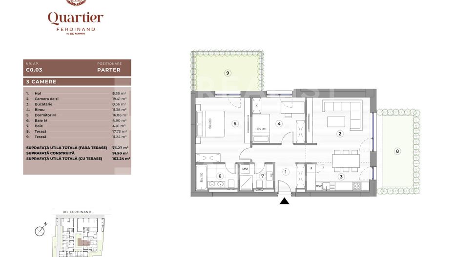 Apartament 3 camere Quartier Ferdinand - Poză 6