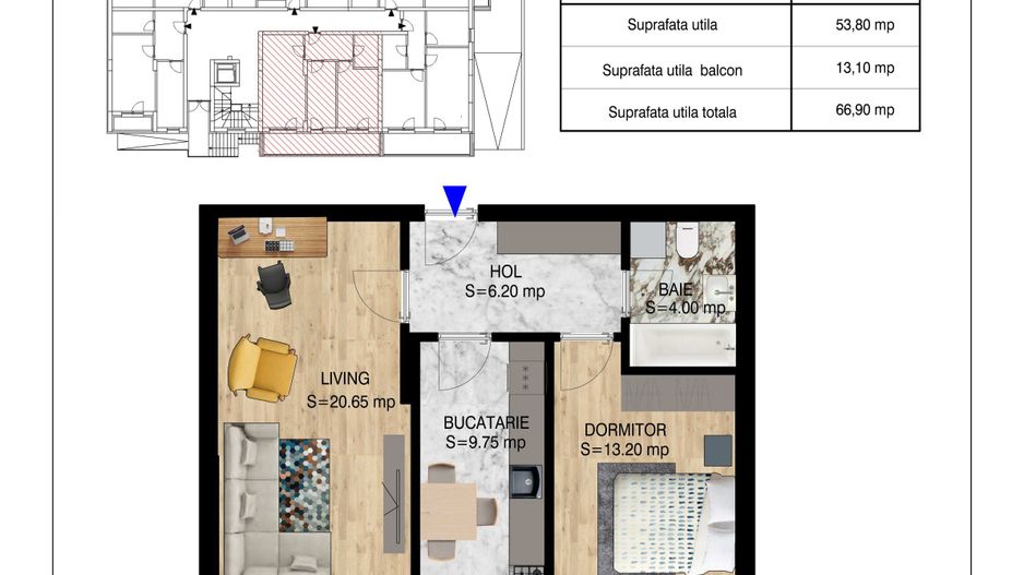 2 camere decomandat   Pallady Metrou Nicolae Teclu - Schiță 10