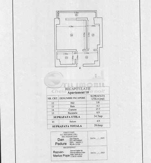 Ap 1 cameră, 39,6 mp, Tătărași, mobilat utilat, bloc nou, 88.900€ - Poză 7