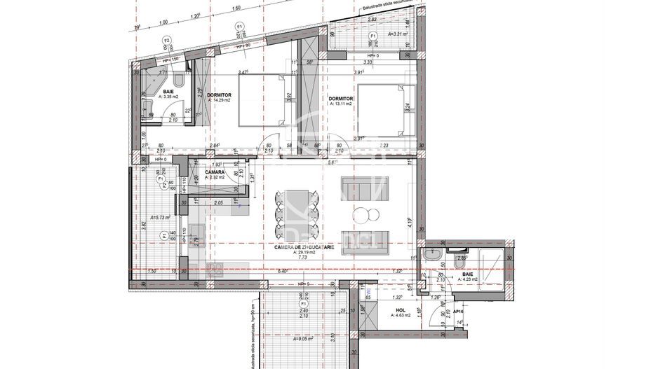 Apartament 3 camere - aer conditionat, 2 bai, terasa (NCL-COL-ap.16) - Poză 5