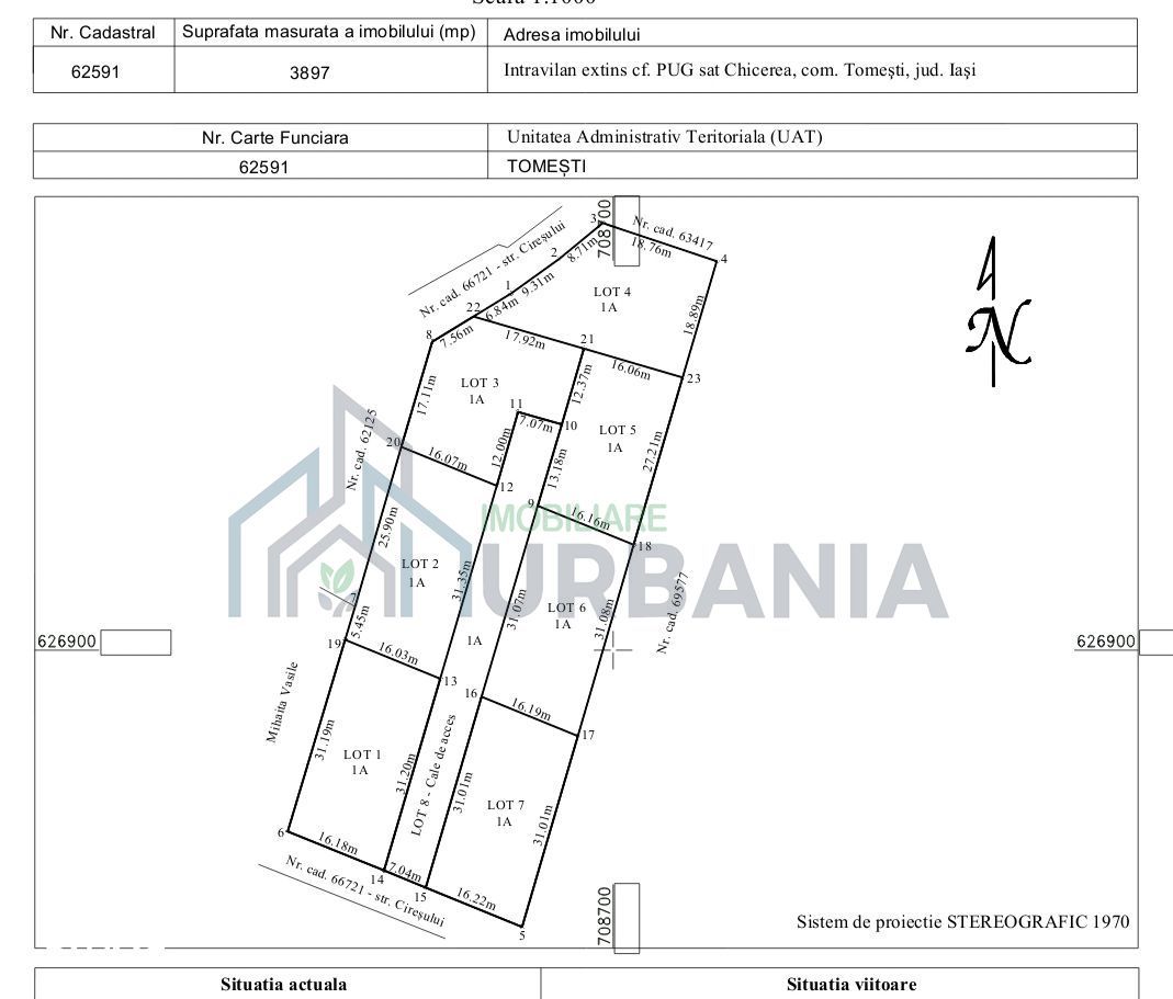 Teren intravilan 500 mp – Tomești, Chicerea – utilități, parcelat - Poză 3